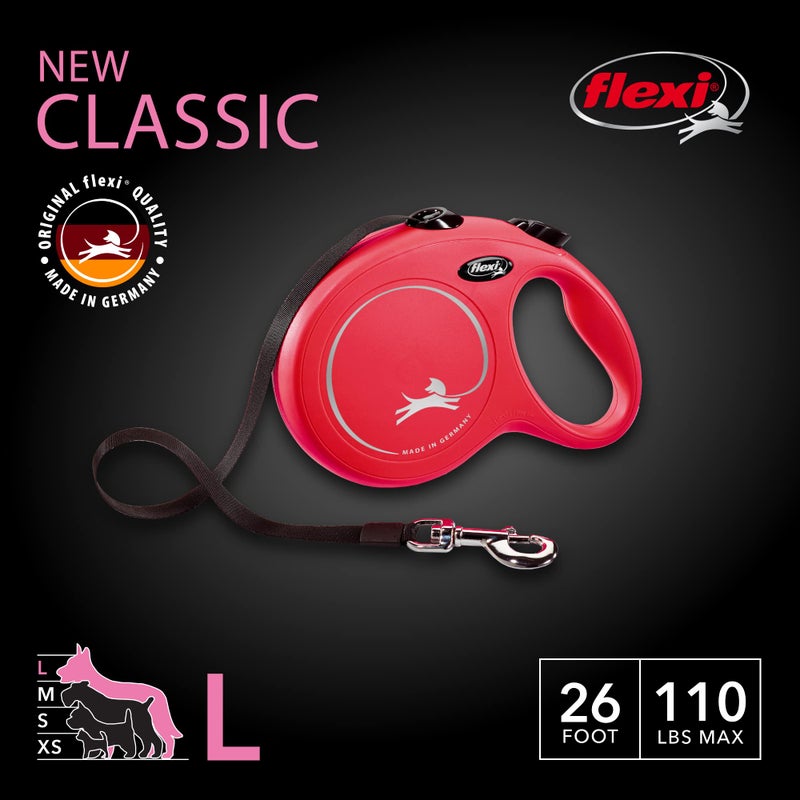 Flexi New Classic Tape Retractable Leash, Red, Large/26' - Image 2